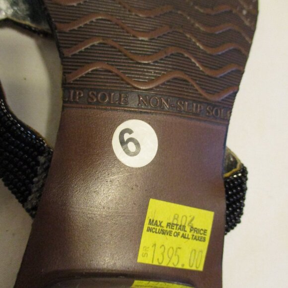 Trendz Woman Size 6 Black Yellow Red Bling Bling Beach Travel Vacation Sandals - Picture 13 of 13